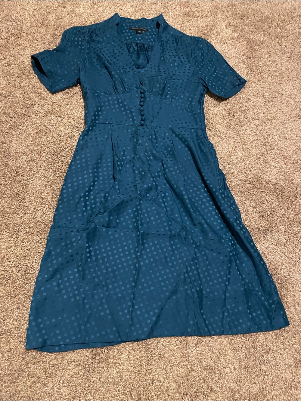 Blue silk Banana Polka Dot mini dress